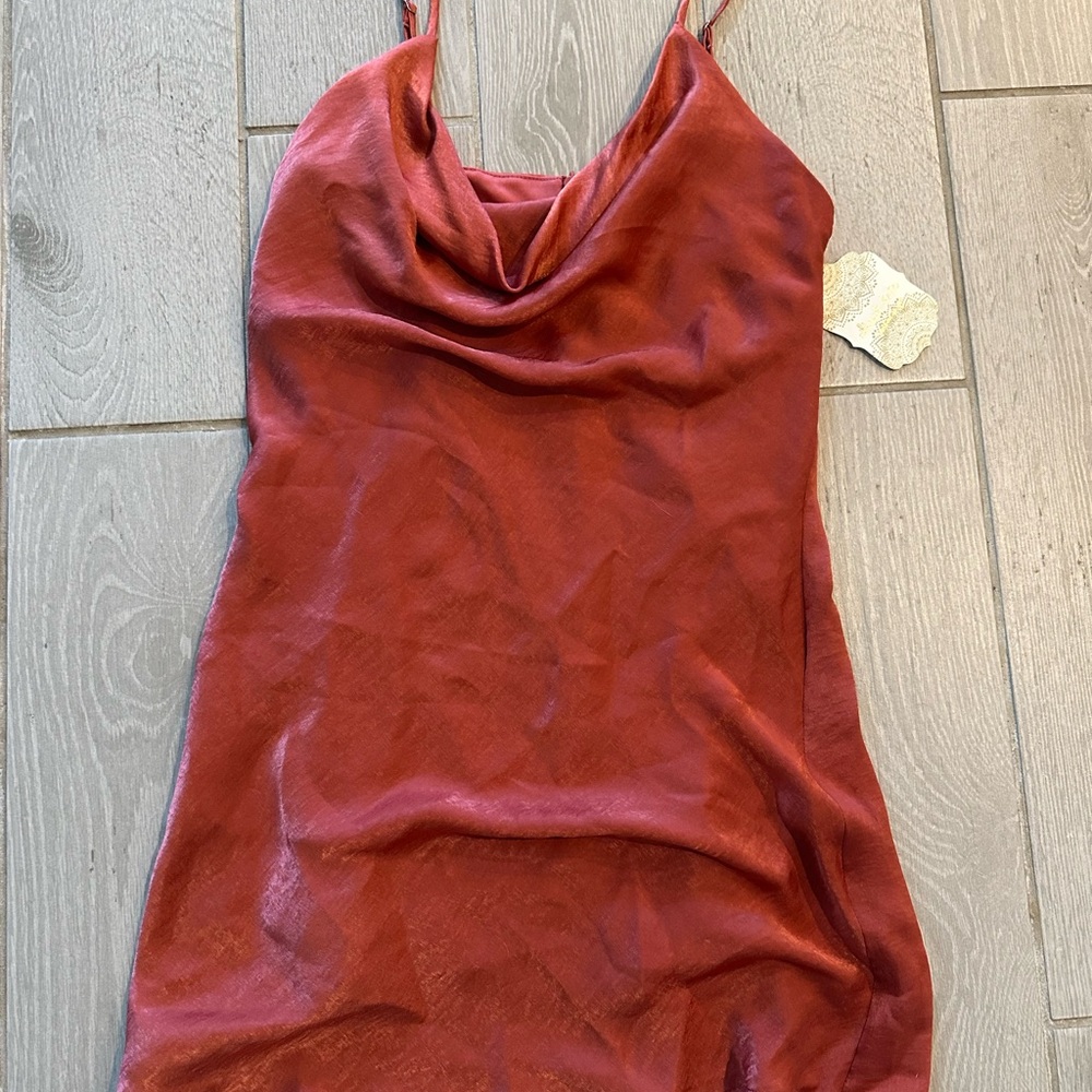 Altar'd State Red Asymmetrical Camisole Mini Dress